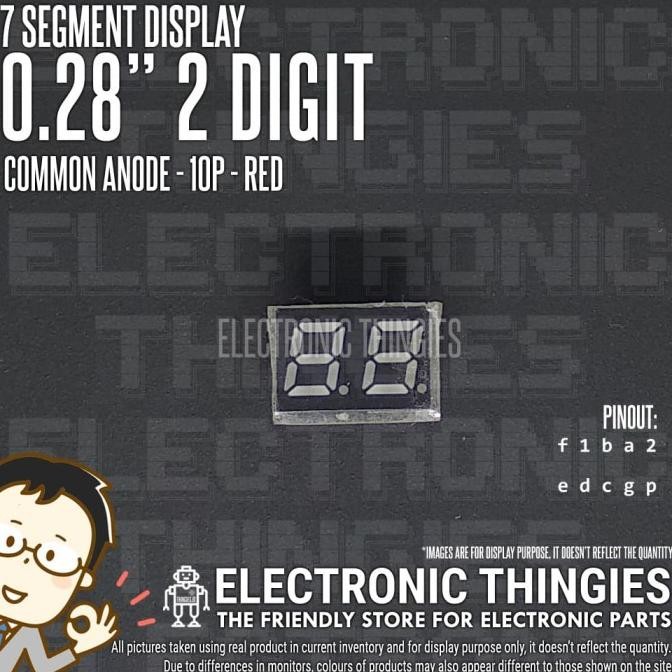 Update SEVEN SEGMENT 0.28" 2BIT CA RED COMMON ANODE 7 SEGMEN thingie43 Murah