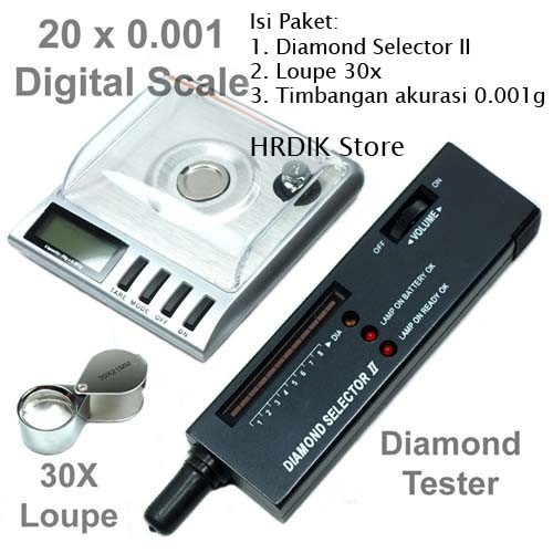 

Diamond Selector II + Timbangan 0.001 gram + Loupe 30x Zoom PAKET 2