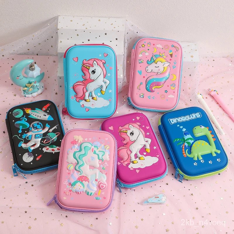 

3D EVA Kawaii Unicorn Pencil Box Girl Cute Cartoon Stationery Box Dinosaur Pencil Box Student Pencil Box School Supplies 7AUV