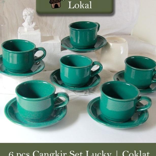 6 Set Cangkir Nikura + Pisin Tatakan | Gelas num Cafe Kopi Teh Warna