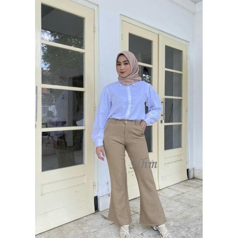 Celana Kerja Cutbray Panjang Wanita Putih, Cutbray Pants