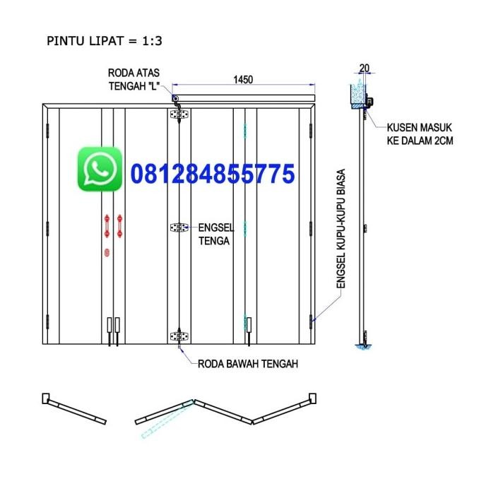 Rel Dan Roda Pintu Lipat 3:1 Merk Ss Tipe S30 Setara Wina W300