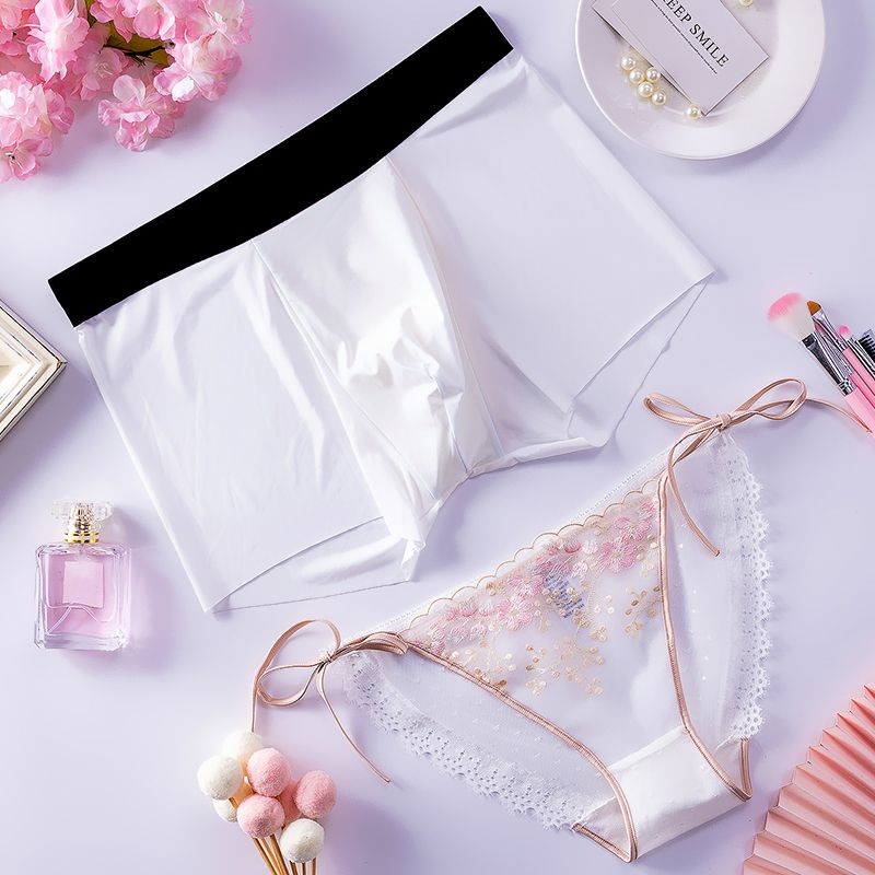 Seamless Couple Underwear One Man and One Woman Ice Silk Couple Lace Couple Sex Puzzle UnderwearSuit