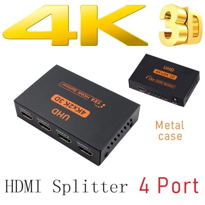 Hdmi Splitter 4 Port Pembagi Cabang 1 Input X 4 Output Tv Hdmi 3D Gratis Ongkir