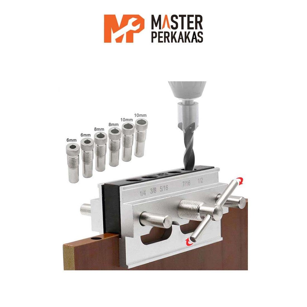 Woodworking Dowel Jig MP / Doweling Alat Bantu Bor / Locator Pelubang Penyambung Kayu Papan Plywood 
