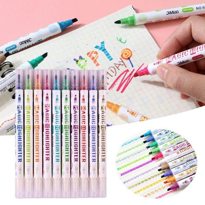 

Vee 10Pcs/Set Penanda Neon Kantor Perlengkapan Sekolah Berubah