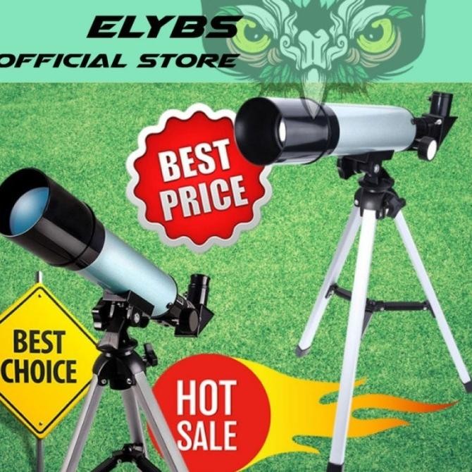 Teleskop Astronomical Telescope Teropong Bintang 50mm 60X Zoom Tripod