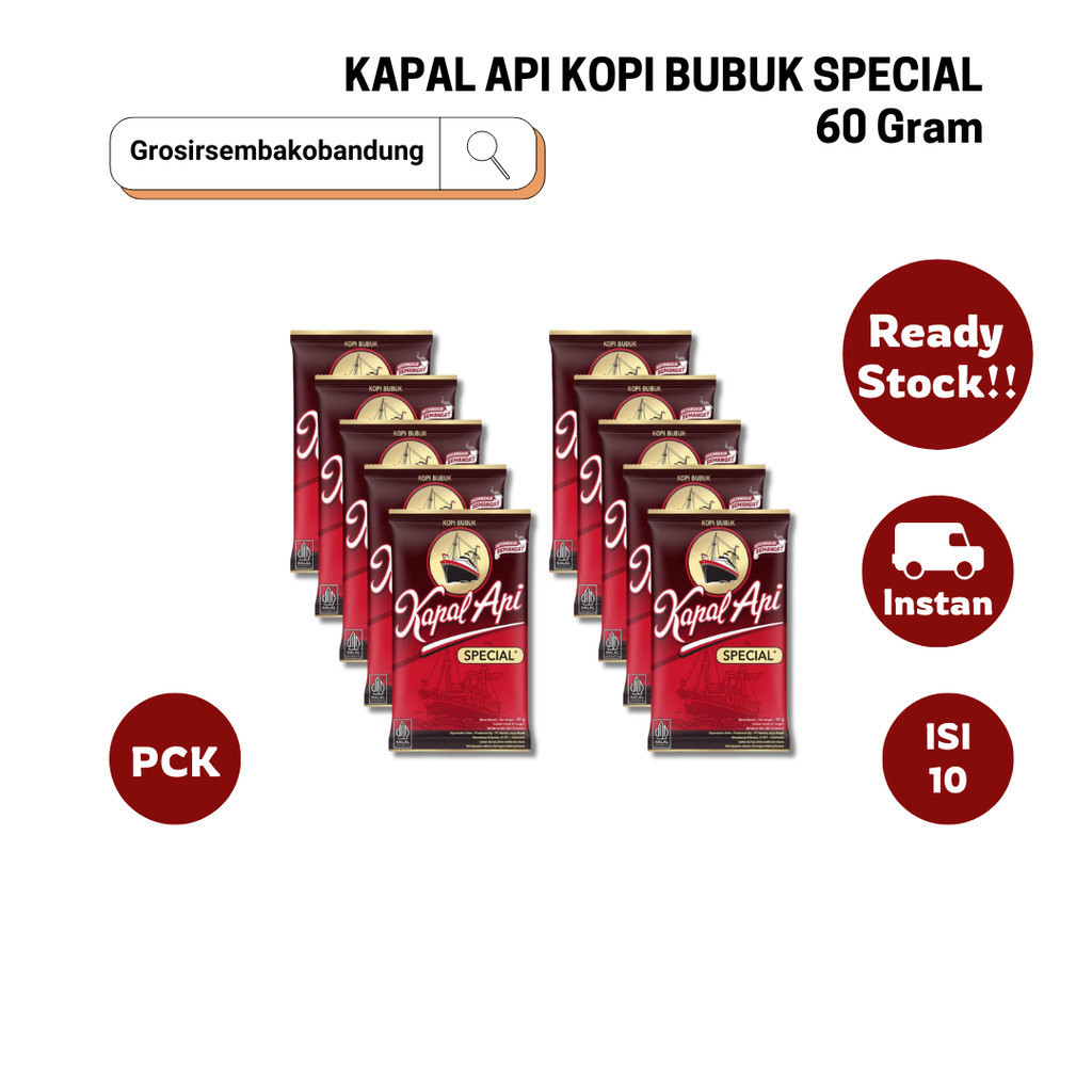 

KAPAL API KOPI BUBUK SPECIAL PCK 65/60g - 10 Pcs - KOTA BANDUNG