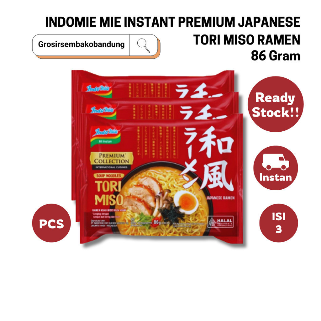 

INDOMIE MIE INSTANT PREMIUM JAPANESE TORI MISO RAMEN PCK 86g - 3 Pcs - Kota Bandung