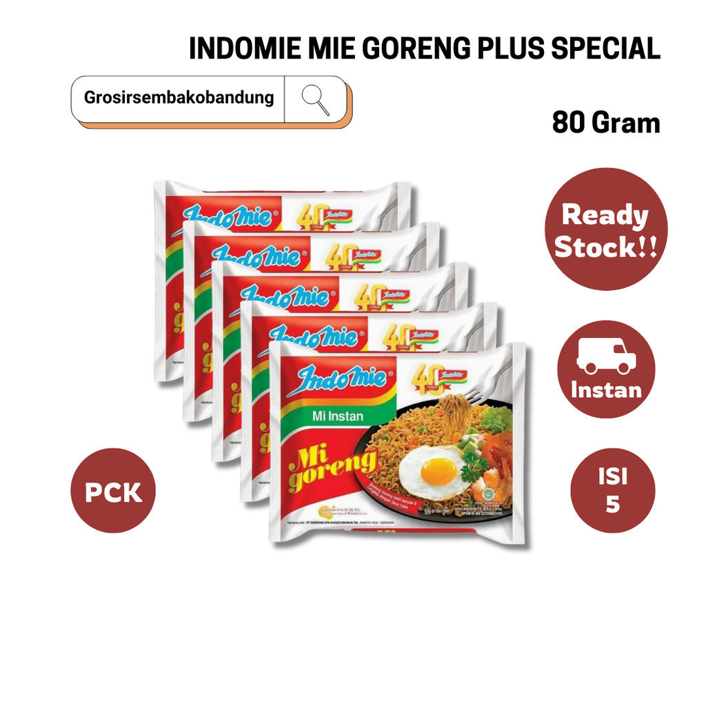 

INDOMIE MIE GORENG PLUS SPECIAL PCK 80g - 5 Pcs - Kota Bandung