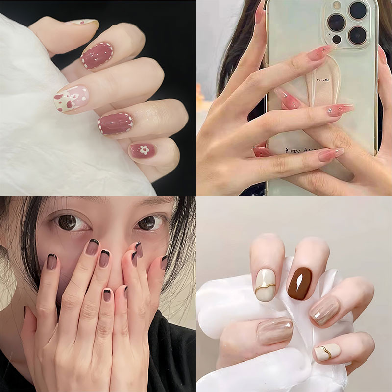 Kuku Palsu 24pcs Nail Art Kuku Palsu + Lem Kuku Palsu Pengantin Kuku Palsu Nail Art