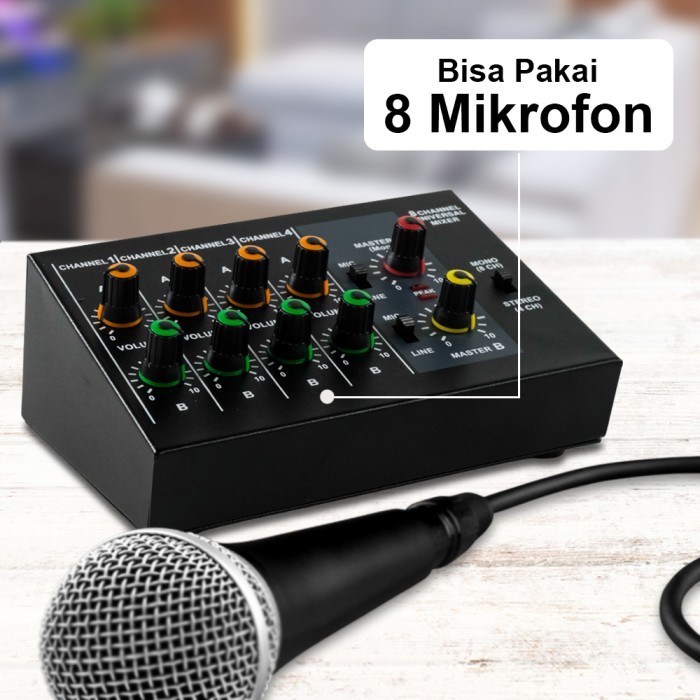 Mini Mixer Karaoke AKustic 8 Channel Input Mic/Line