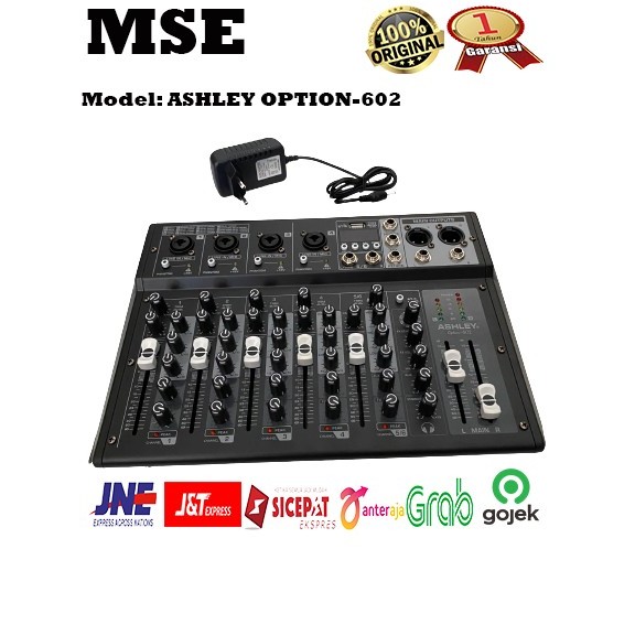 MIXER 6 CHANNEL ASHLEY OPTION-602 OPTION 602 ORIGINAL GARANSI 1 TAHUN
