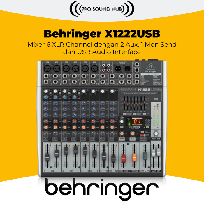 Behringer X1222USB X1222 Mixer 12 Input 6 Channel Preamp USB Interface