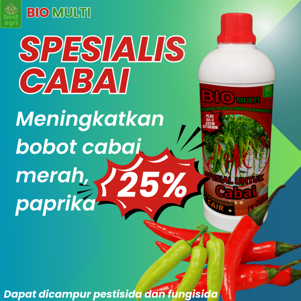 Bio Multi Cabai 1 Liter Pupuk Spesial Pembuahan Cabai dan Anti Rontok Bunga dan Buah