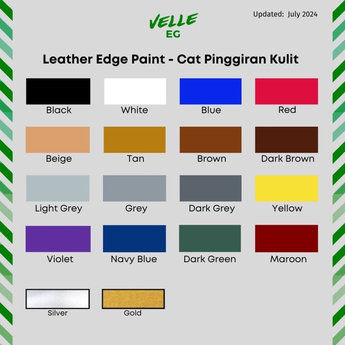 

Sale Velle Eg - Cat Pinggiran Tas Kulit Tepian - Leather Edge Paint - Matte