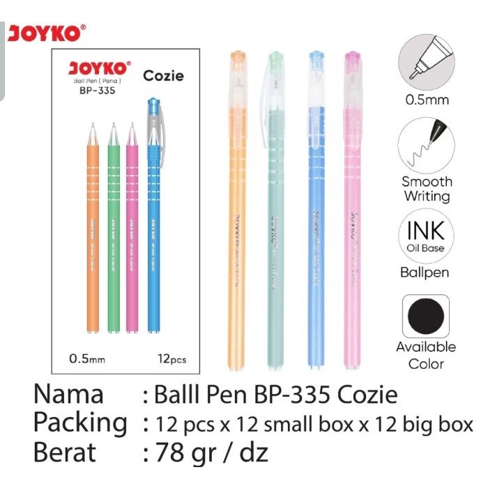 

COBA [PAM] BALL PEN JOYKO BP-335 COZIE (12PCS) U1