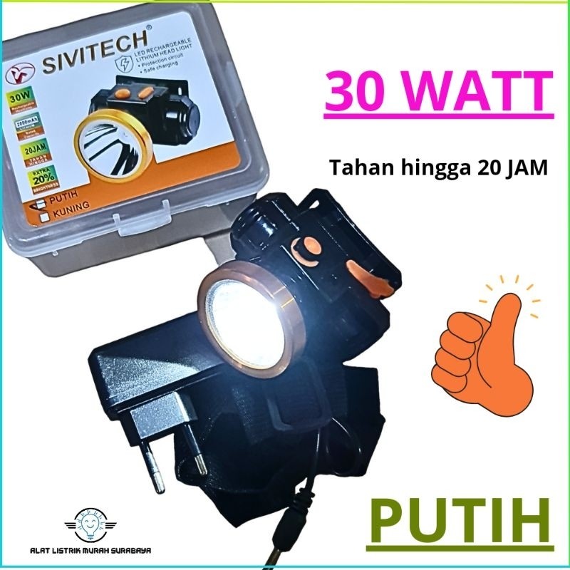 Senter Kepala 30W Putih SIVITECH