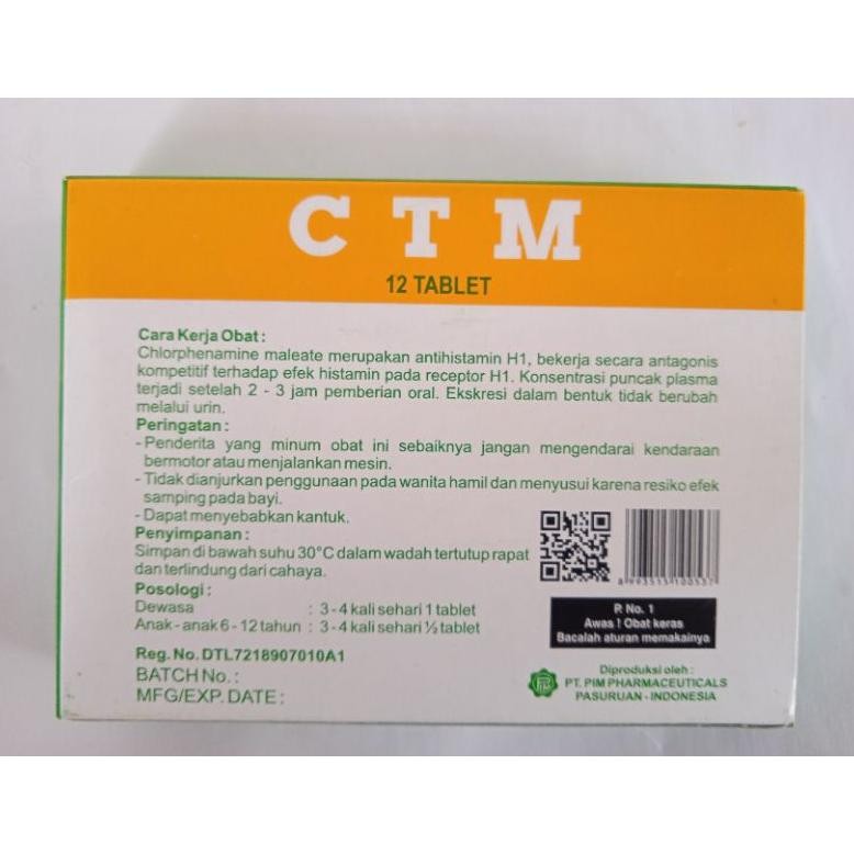 CTM TABLET OBAT ALERGI 12 TABLET - CUCI GUDANG