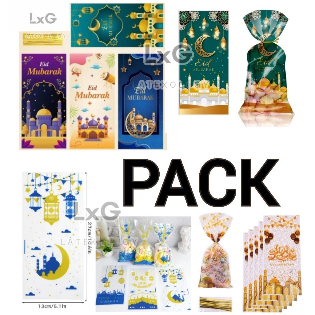 

Plastik Opp PACK Eid Mubarak / Idul Fitri /Lebaran PACK ISI 50,100,105 - uk 27x13cm - Goodie Bag Hadiah Souvenir Kue Permen Packaging Ramadhan