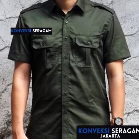 Pdl Baju Kemeja Seragam Kerja Pakaian Dinas Lapangan Hijau Army Bordir Premium Berkualitas