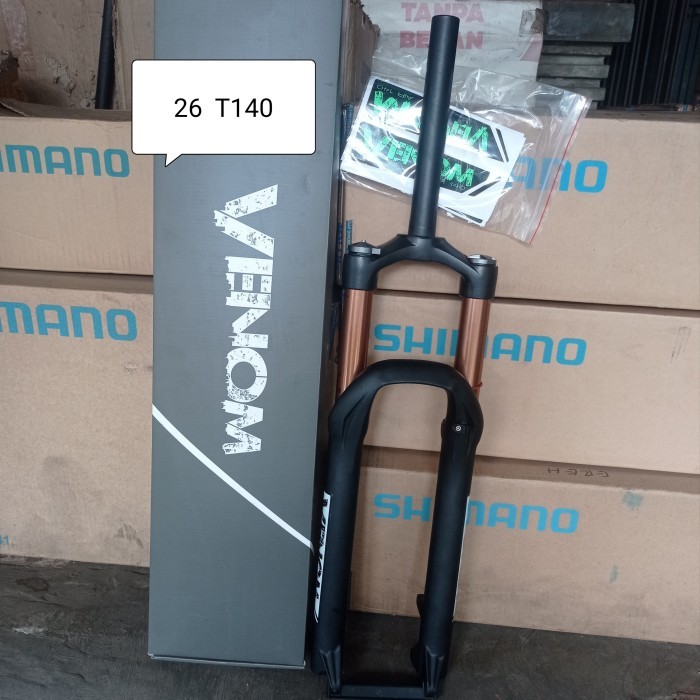 Ready fork shockbreaker sepeda 26 mtb venom air alloy magnesium lock T140mm