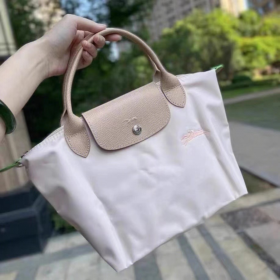 Longchamp 70th Le Pliage Series Bordir Tas Pembayaran Tahunan Tas Pangsit 1621 Pegangan Pendek Kecil