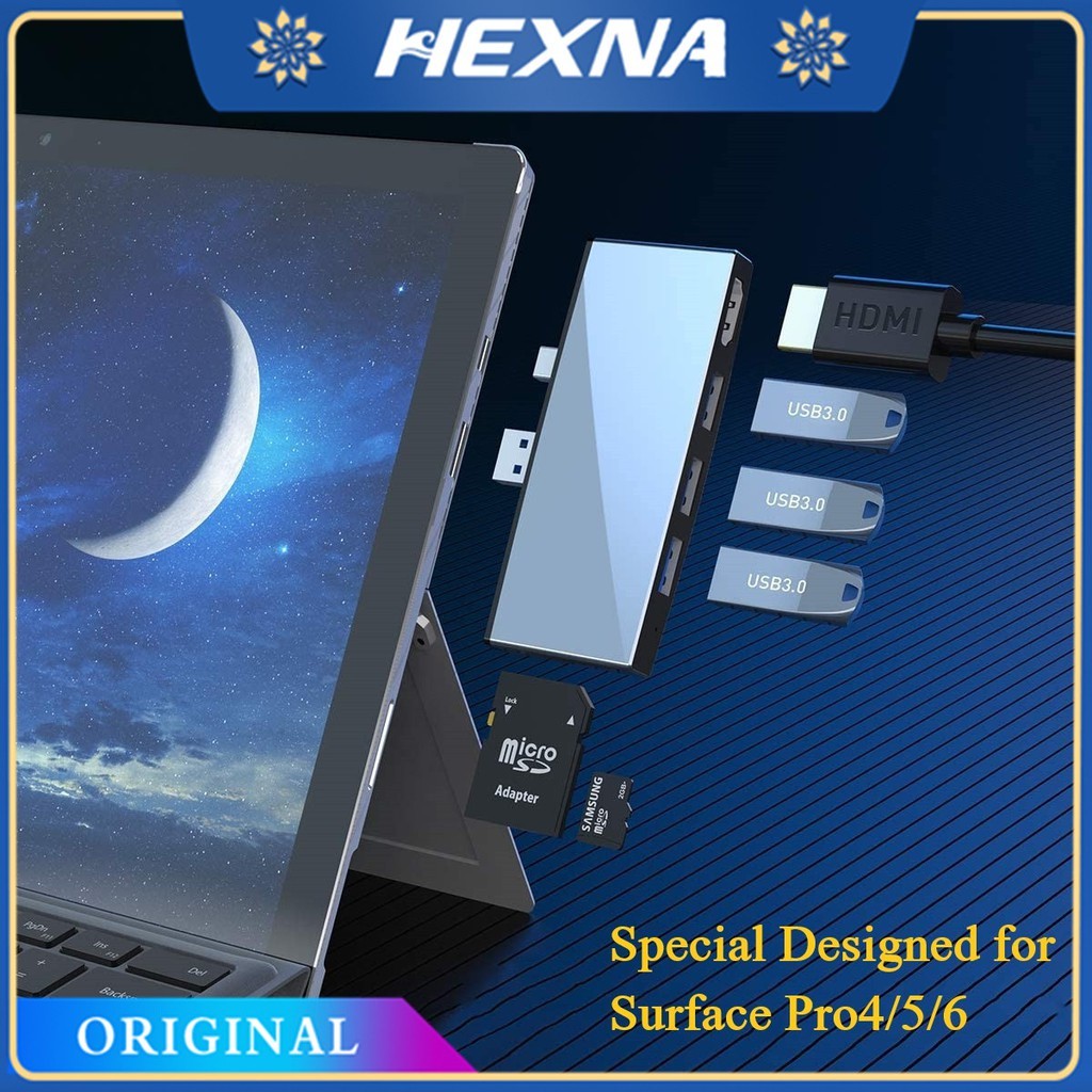 [HEXNA] Surface Pro Dock untuk Surface Pro 6/Pro 5/Pro 4 Station Docking Hub dengan Adaptor Konverte