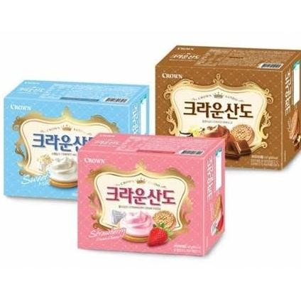 

[161gr] Crown Sando Biscuits Cream / Strawberry / Choco Biskuit Korea