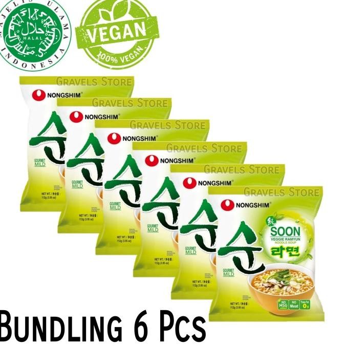 

[Bundling 6 Pcs] Nongshim Soon Veggie Ramyun - Vegetarian Ramen Vegan