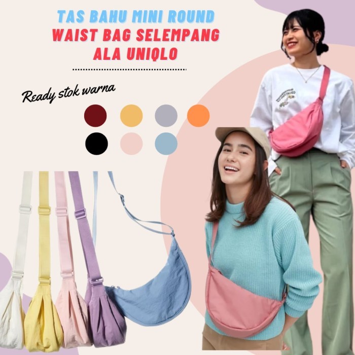 TERMURAH Waist Bag Tas Bahu Selempang Sling Bag Half Moon Round Ala Uniqlo