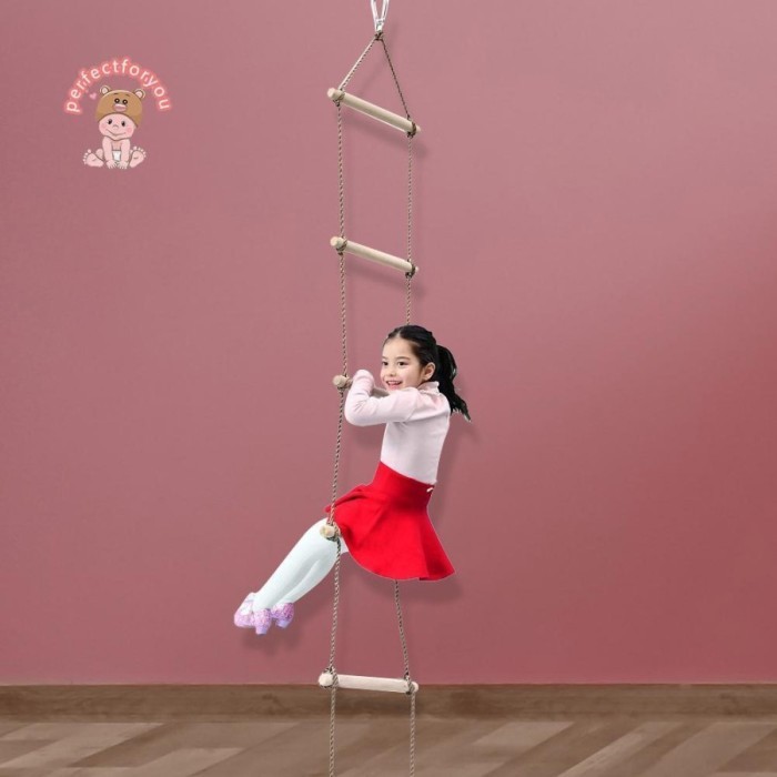 Plan Mainan Tali Tangga Kayu Multi Rung Olahraga Panjat Tebing Anak Tangga