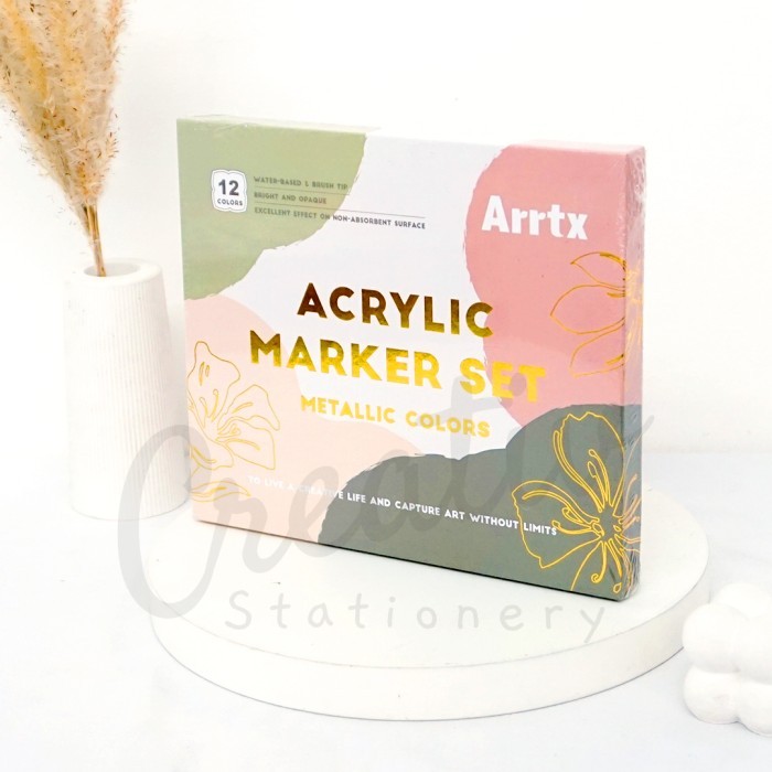 

Ba Arrtx Acrylic Brush Marker Metallic Set 12 Color Brush Pen Spidol Metalik