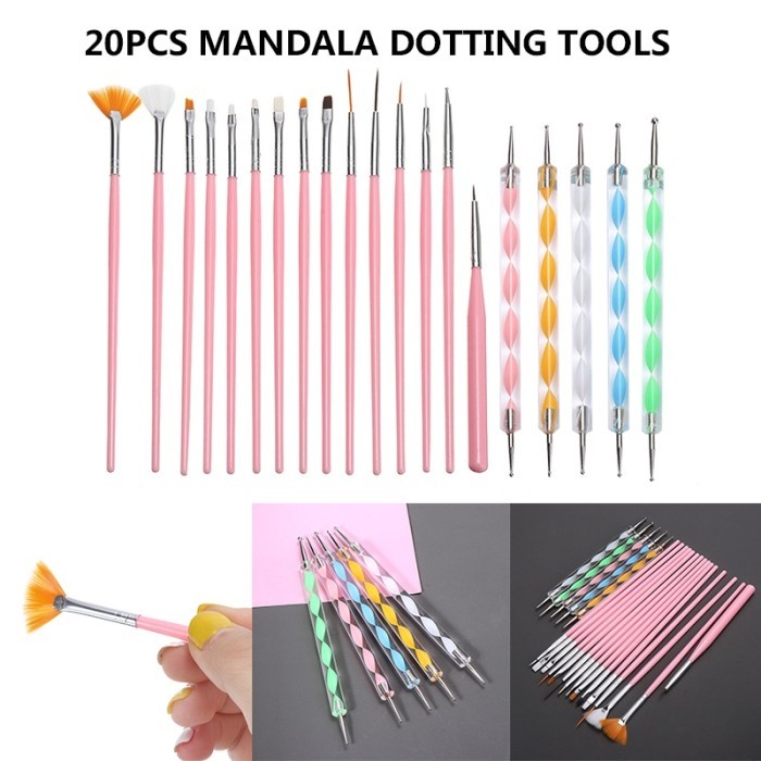 

Ba 20Pcs / Set Brush Pen Dotting Mandala Untuk Melukis Rock