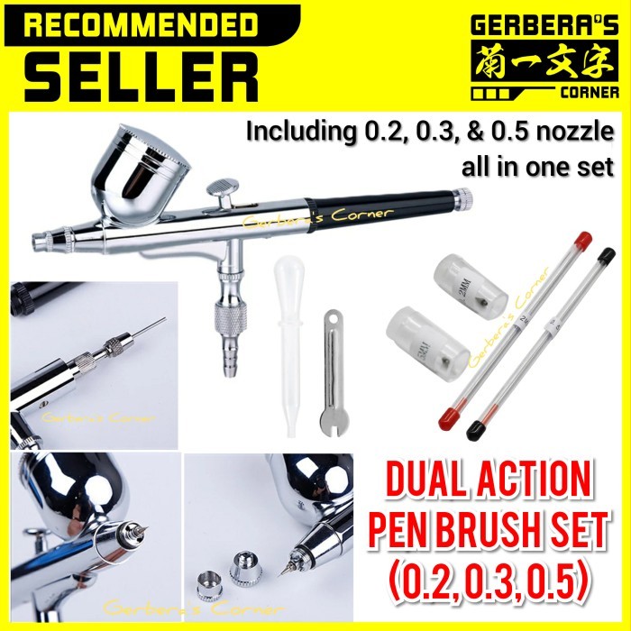 

Ba Dual Action Pen Brush Set Spray Gun Penbrush Airbrush Alat Cat Gundam