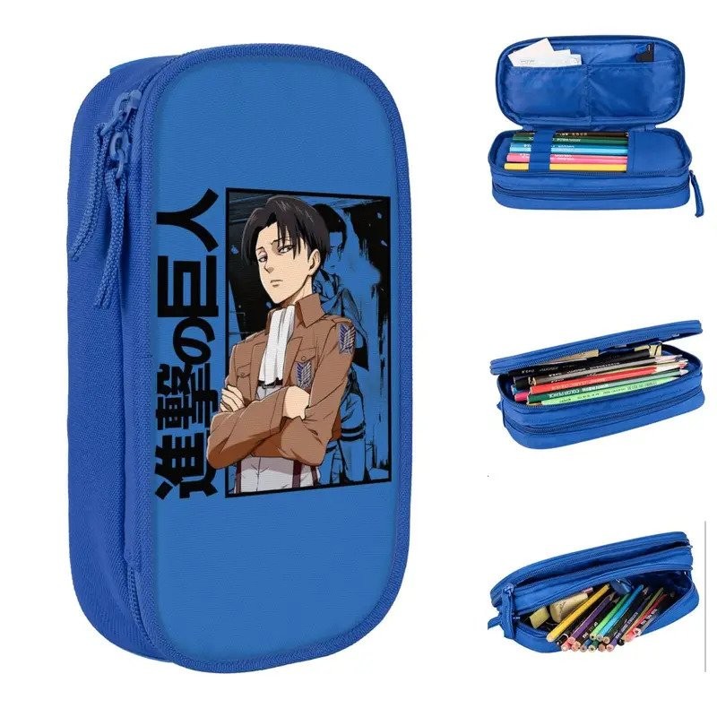 

Cute Levi Attack On Titan Pencil Case Shingeki No Kyojin Anime Pencil Box Pen Box for Student Bag School Supplies Stationery ID7U