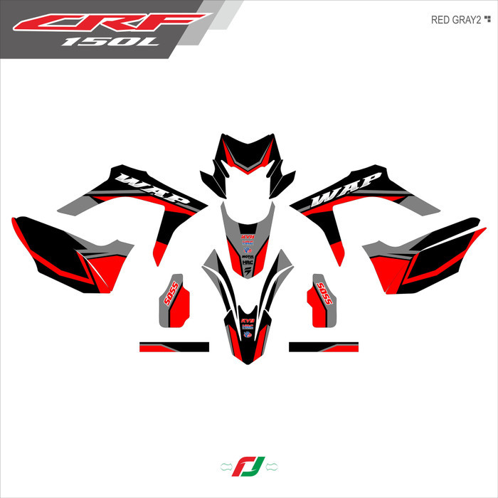 Ready  Decal CRF 150 L Full Body - Stiker CRF 150L Full Costum - RED GREY 2