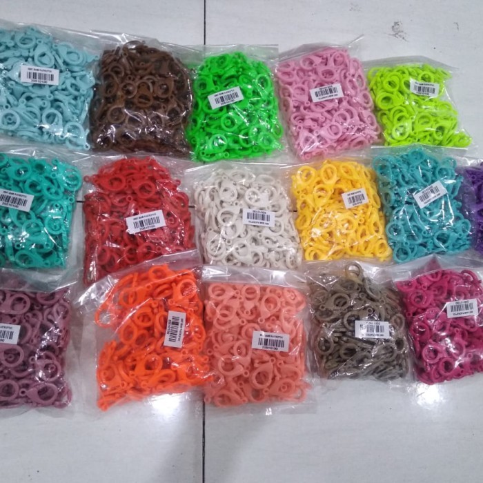 

100Pcs Kokot Udang Warna Plastik 3Cm-Kait Kalung Masker-Gantungan Tas