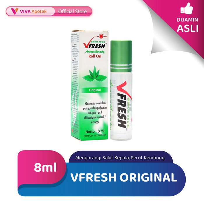 Vfresh Original untuk Mengurangi Sakit Kepala, Perut Kembung (8 ml)