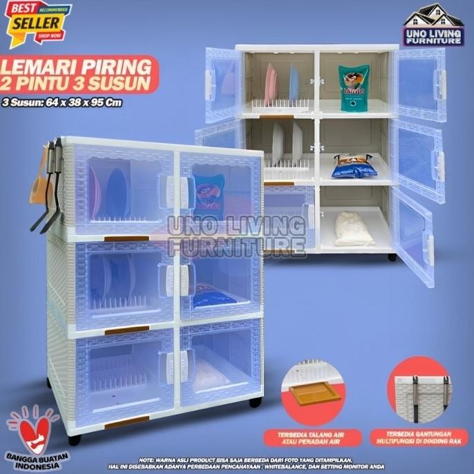 Terlaris Akako Rak Piring Plastik 2 Pintu Mini Dish Rack Lemari Dapur Yusianher