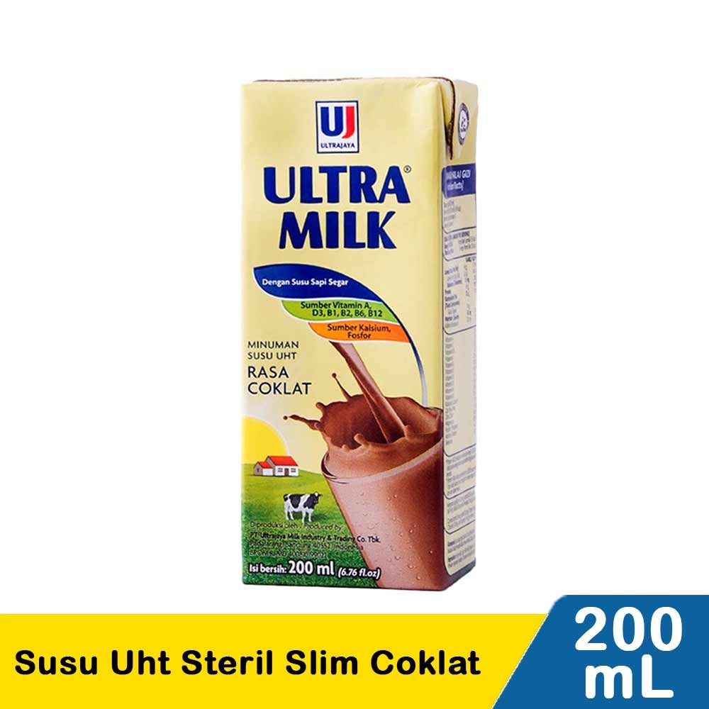 

Ultra Milk Susu UHT Coklat Kotak Steril 200 ml mili liter Cokelat (Eceran pcs)