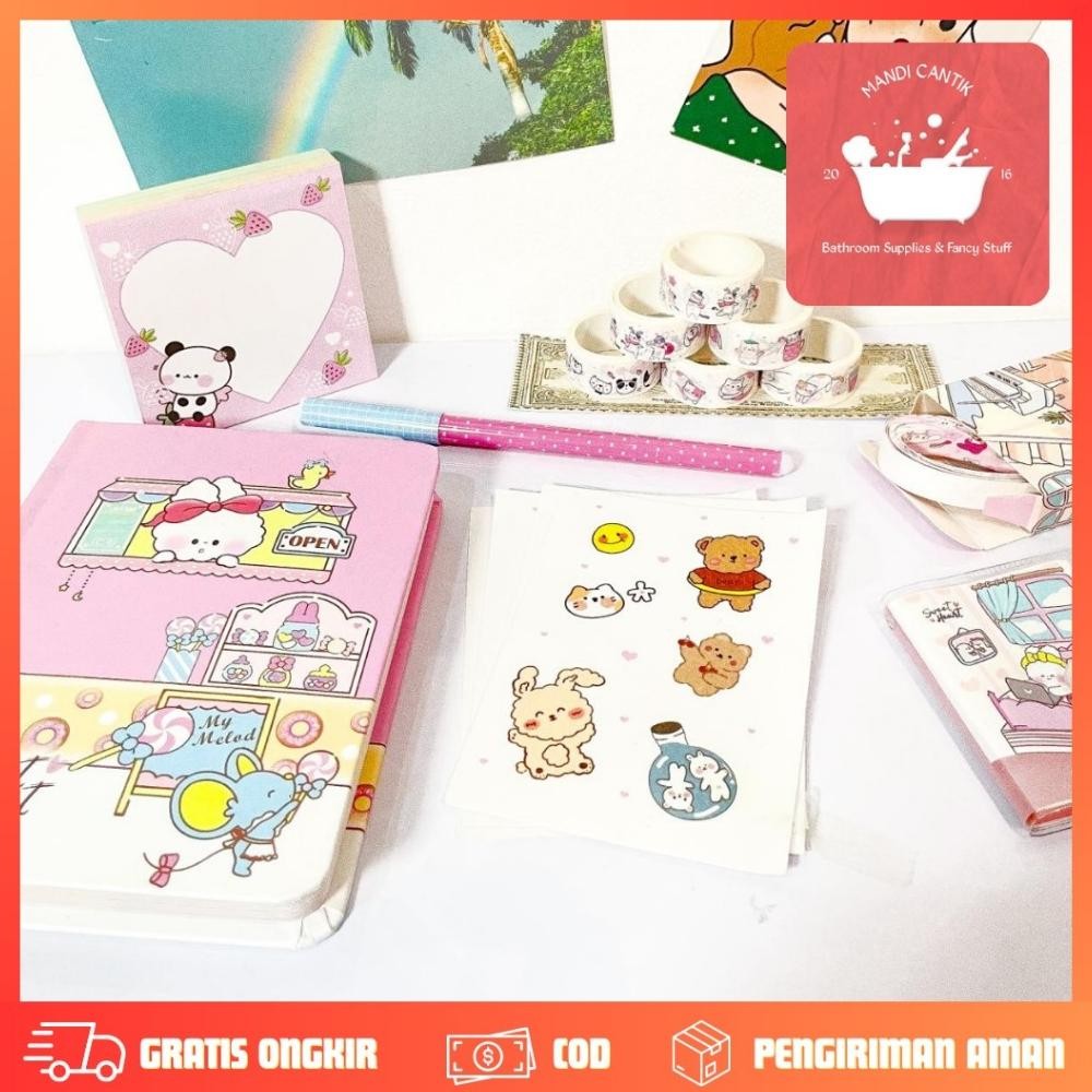 

SALE Paket jurnal 7 in 1 Free hardbox kelinci putih pink kertas terbagus bagus lucu imut ba-34