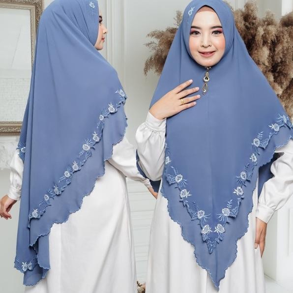 Hijab Bordir/Jilbab Ceruty Babydoll Bordir 2 Layer/Khimar Syari Bordir Butik Series/Kerudung Syari