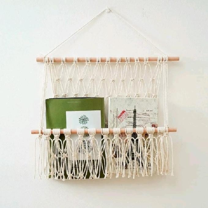 Rak macrame gantung estetic tempat penyimpanan boneka CS