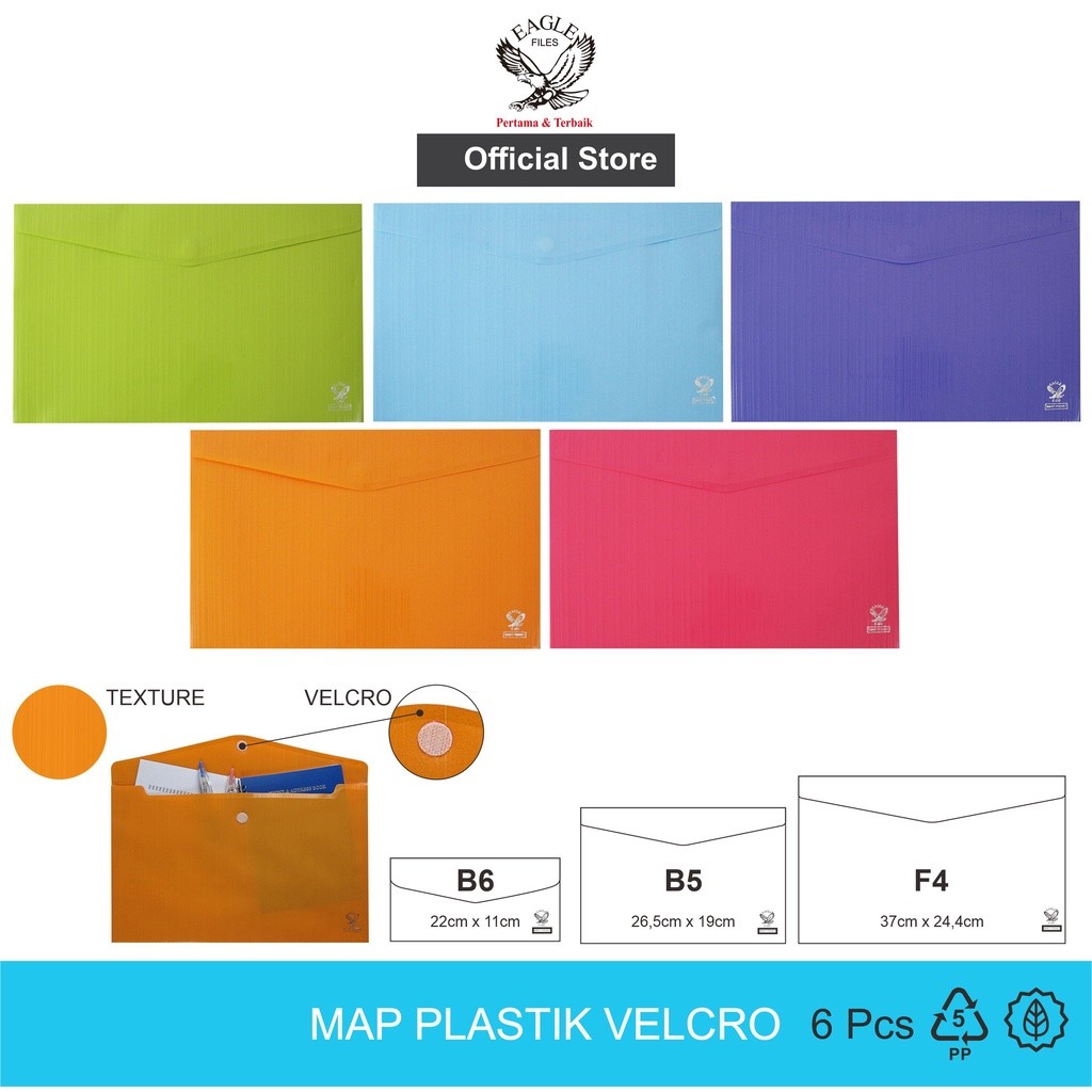 

EAGLE Map Plastik / Map Kancing / Map Kancing Plastik / Map Plastik Kancing Velcro Opaque B6~F4