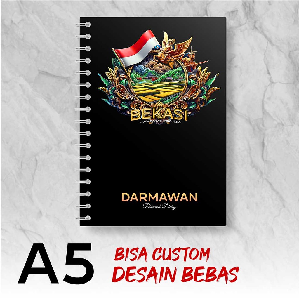 

Blocknote A5 Notebook Custom BEKASI - JAWA BARAT Desain Bebas - Spiral Kawat - BEKS1X4