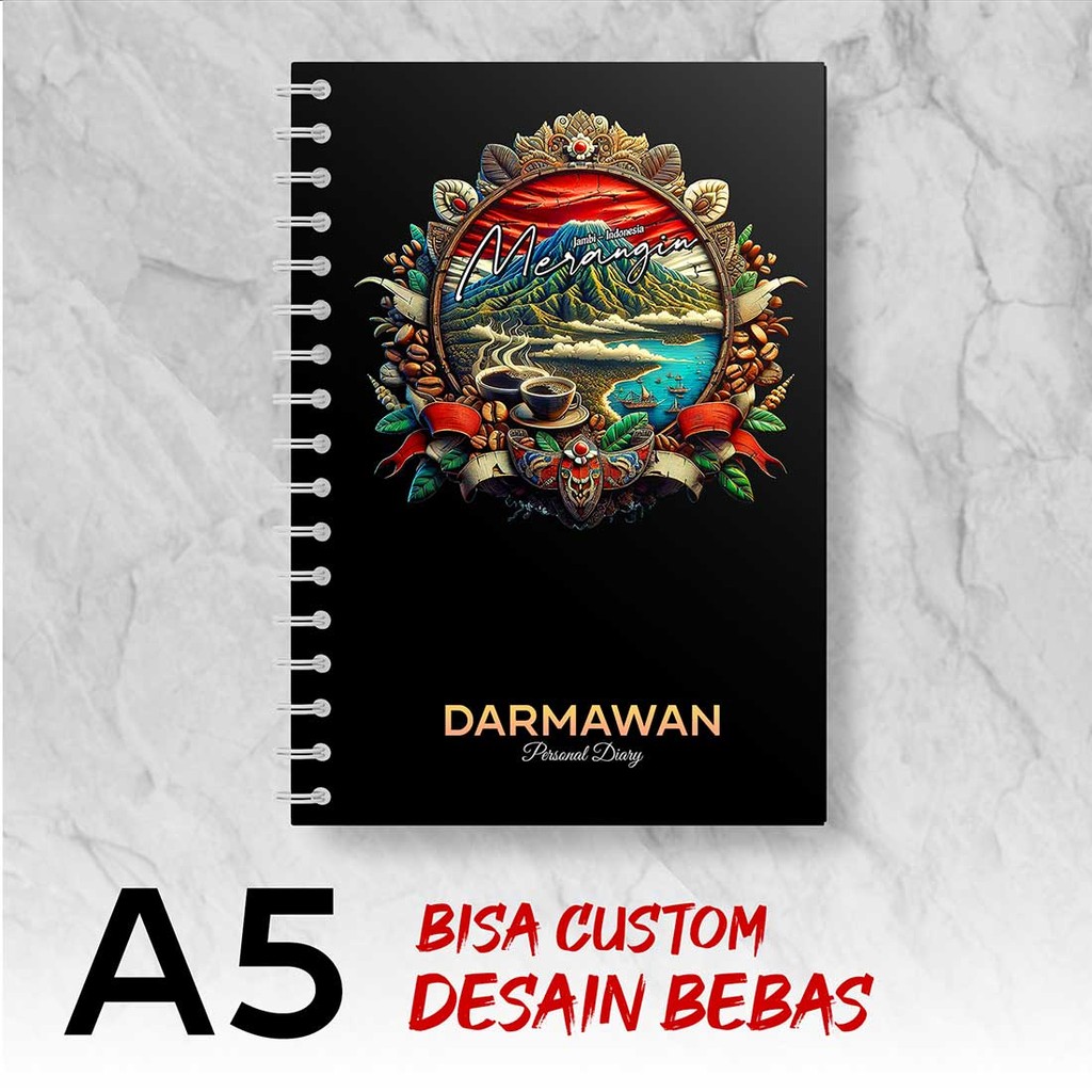 

Blocknote A5 Notebook Custom MERANGIN - JAMBI Desain Bebas - Spiral Kawat - BKOX3