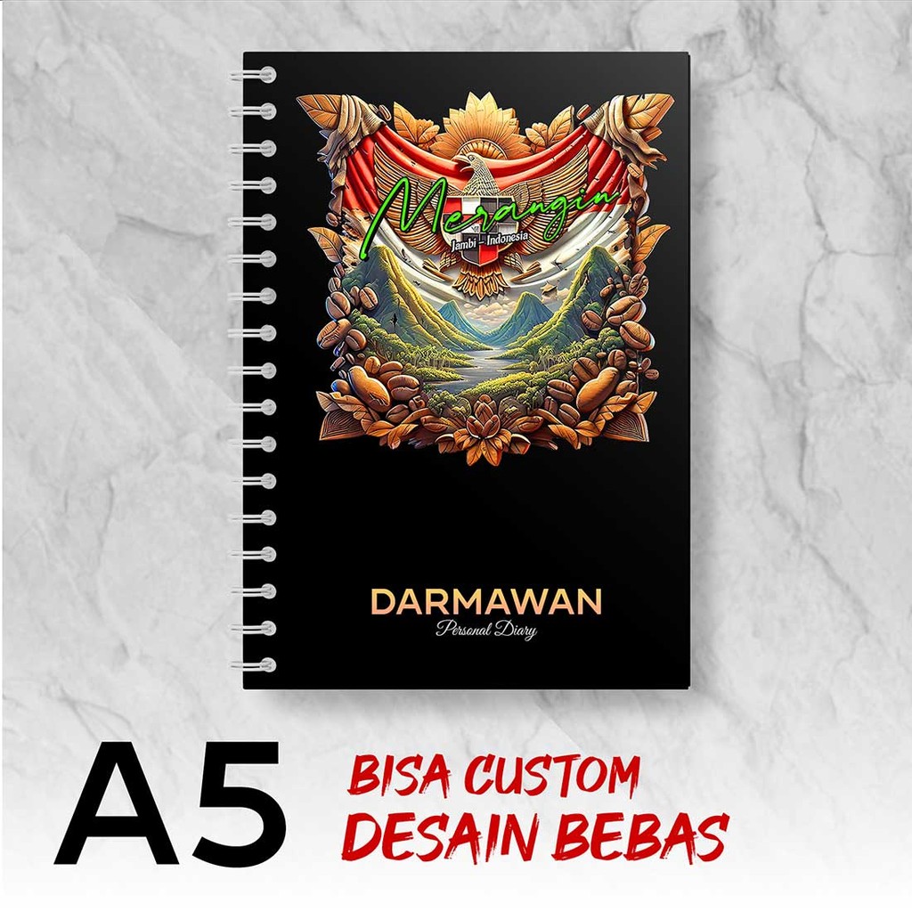

Blocknote A5 Notebook Custom MERANGIN - JAMBI Desain Bebas - Spiral Kawat - BKOX4