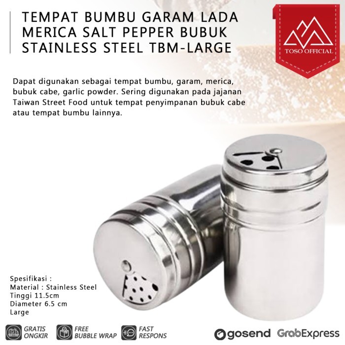 

Tempat Bumbu Garam Lada Merica Salt Pepper Bubuk Stainless Tbm-Large - Adelineez