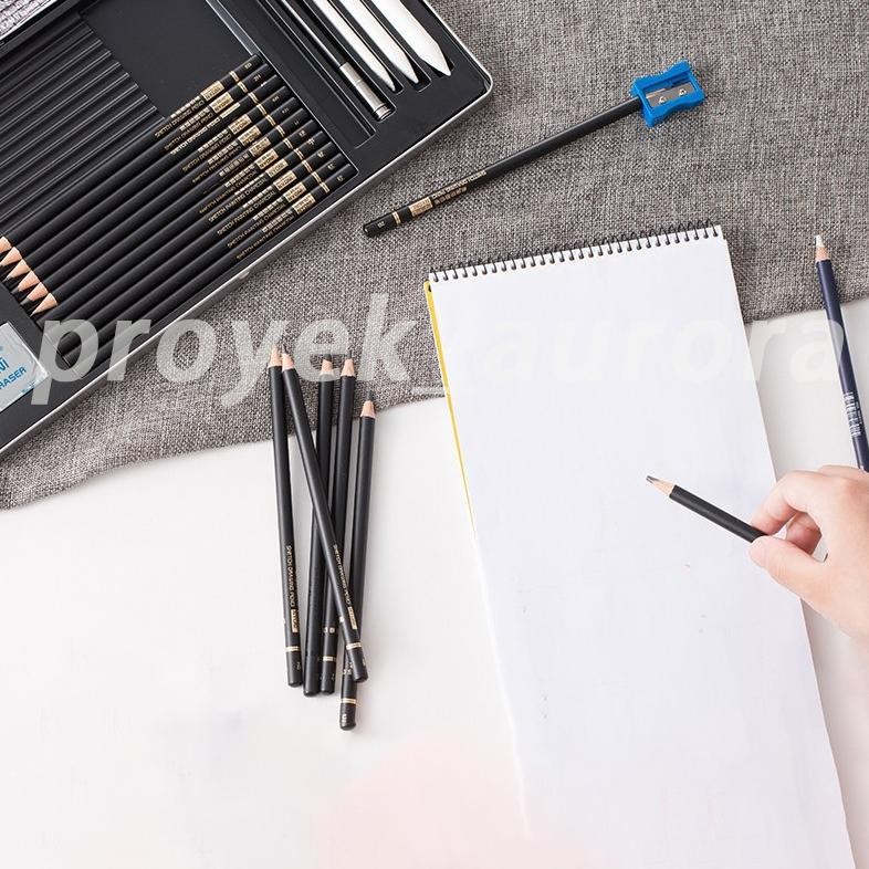 

An85 Flash Sale!!!Set Pensil Sketsa Nyoni Baru Asli Kotak Besi Tirai Pena Pemula Set Lengkap Alat Lukis Tangan Pena Arang Lembut Profesional/Sketch Drawing Pencil Set 29 / Pensil Lukis Sketsa Set Lengkap Original